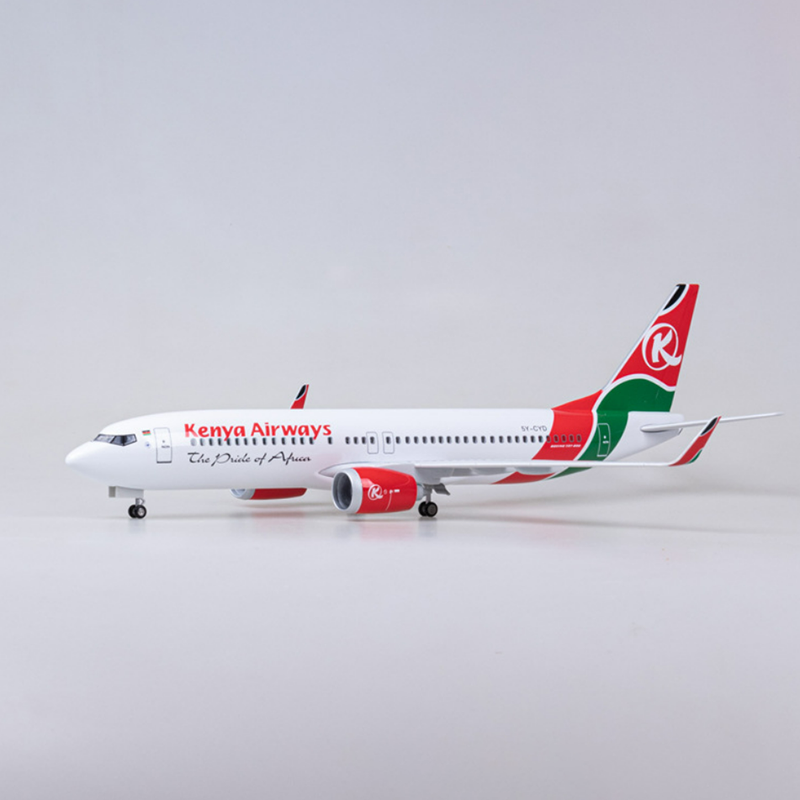 케냐 항공 W 라이트 앤 휠 다이캐스트 송진 비행기 모델 장난감 컬렉션, B737 MAX 항공기, 1/85 체중계, 47cm