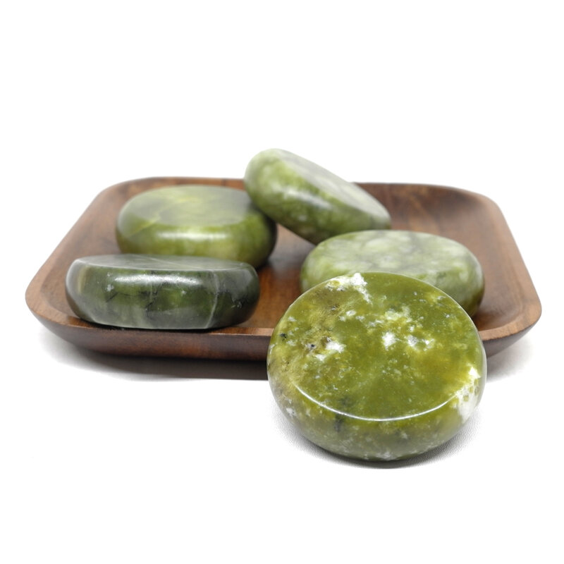 Piedras de jade para masaje de pies, piedras naturales para aliviar el estrés, relajación, Spa, belleza, 6x6cm