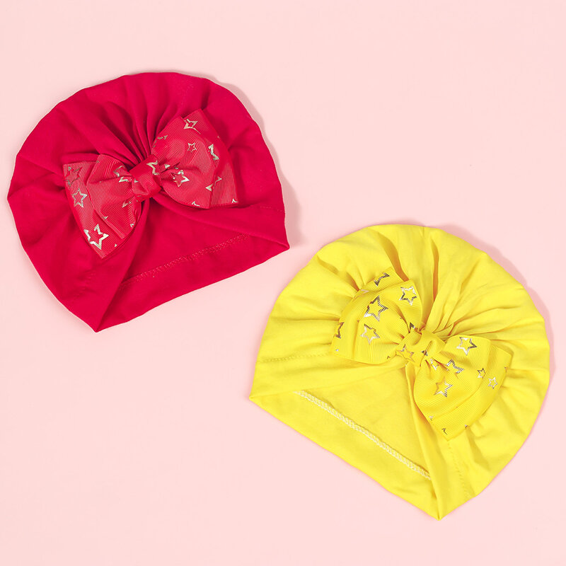 Cute Shiny Knot Bow Baby Hat Turban Baby Girls Boys Hats Cotton Newborn Beanie Caps For Kids Toddler Infant Hair Accessories