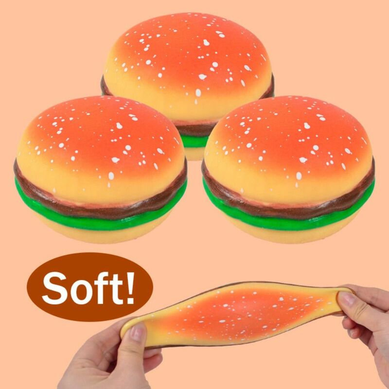 3D Hamburger Silicone Fidget Toy, Engraçado Burger Ball, Pitada De Descompressão, Brinquedos Sensoriais