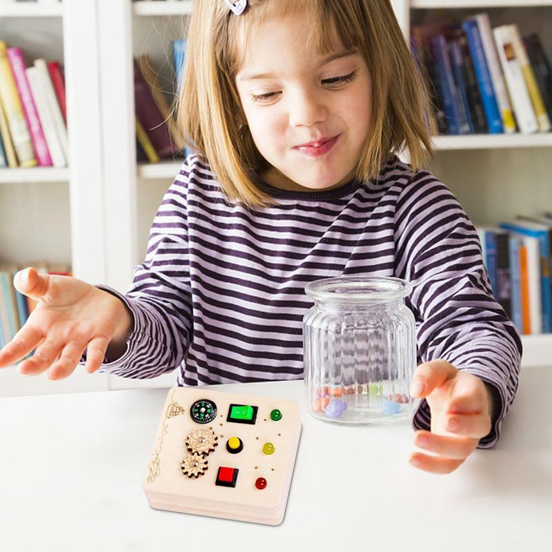 Kids Busy Sensory Board Montessori LED Light Activity Board Wood Educational Toys Kid Teaching Aids Gifts