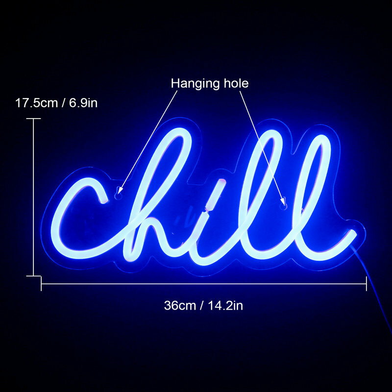 Chill Neon Sigh Cool Tone Led Lights Art Letter Wall Lamp Light Up Sigh Party Decoraion For Bar Bedroom Brithday Room Decor Logo