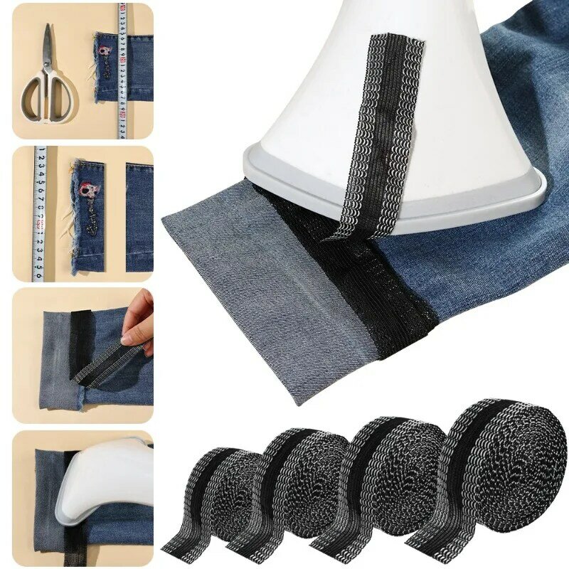 1/5M Self-Adhesive Pants Edge Shorten Paste Hemming Iron On Pants For Jeans Clothes Length Shorten Tape DIY Sewing Accessories
