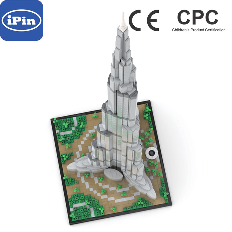 MOC-131908-bloques de construcción de la torre Burj, juguetes de alta tecnología para niños, regalo de Navidad, bricolaje, dibujo electrónico, 1:800