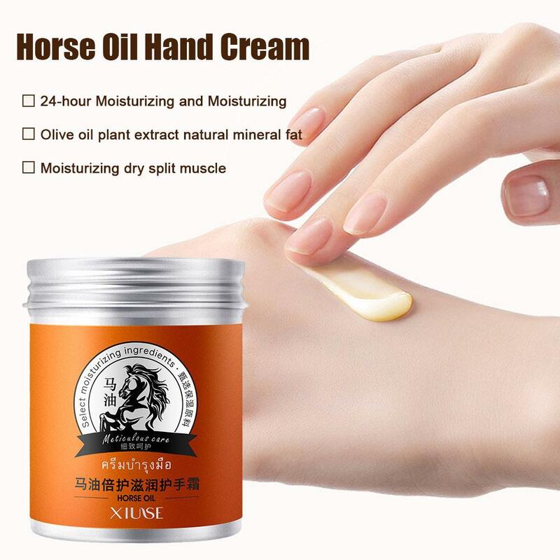 Crema per le mani riparatrice di olio di cavallo crema idratante Anti-screpolatura crema sbiancante per le mani Anti-crepa pelle invernale per la cura della pelle D3C5