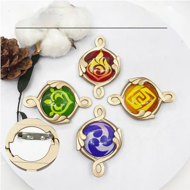 Game Genshin Impact Cosplay God's Eye Glow Props Fontaine Furina Neuvillette Wriothesley Luminous Brooch Badge Anime Accessories