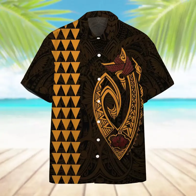 Fashionable men's shirts Viking totem print Hawaiian men's short-sleeved shirts 2024 new large size casual men's shirts