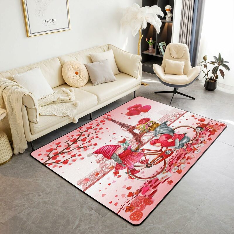 Cartoon Gnome dywanik walentynki dywan do składania do salonu RV kanapa wystrój łóżka romantyczny styl miłość kwiat mata podłogowa