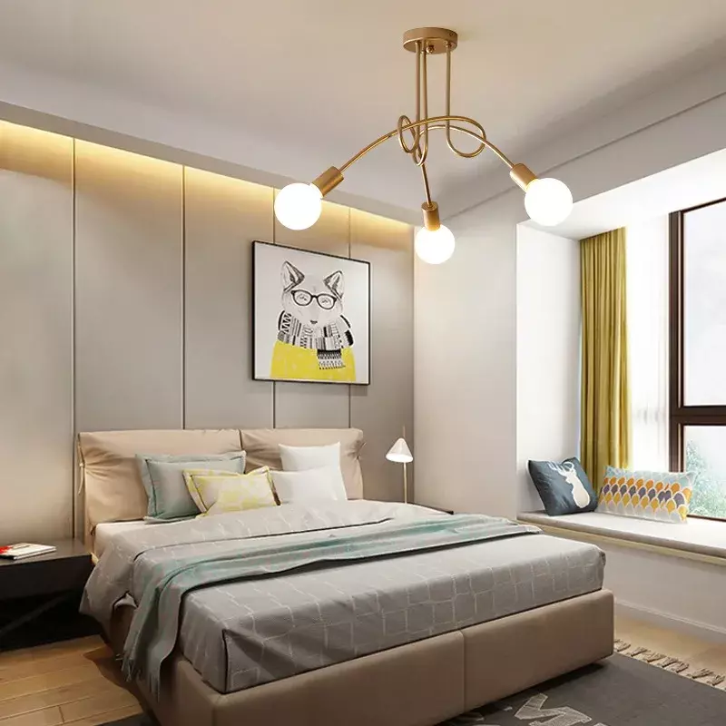 Camera da letto creativa in ferro battuto studio sala da pranzo lampadario moderno atmosfera minimalista casa soggiorno lampade