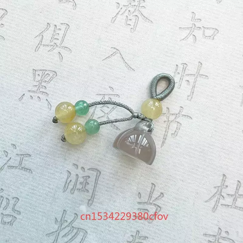Natural Yellow Agate Lotus Seedpod Chalcedony Beads Accessories DIY Key Chain Jewellery Fashion Hand-Carved Lucky Gift