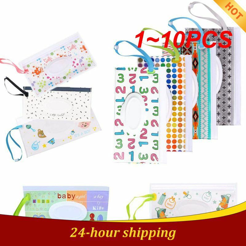 1~10PCS Eco-Friendly Baby Wipes Box Reusable Cleaning Wipes Carrying Bag Fashion Carrying Bag Clamshell Snap Strap Wipe