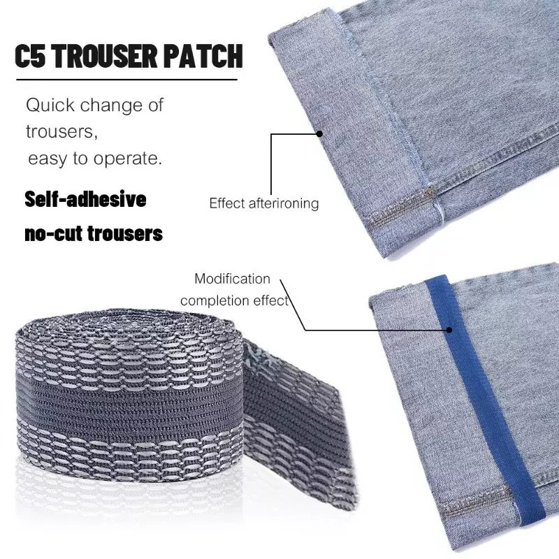5/1M samoprzylepne spodnie krawędź skrócić pastę obszywanie żelazko na spodnie do dżinsów długość ubrania skrócenie taśmy DIY akcesoria do szycia