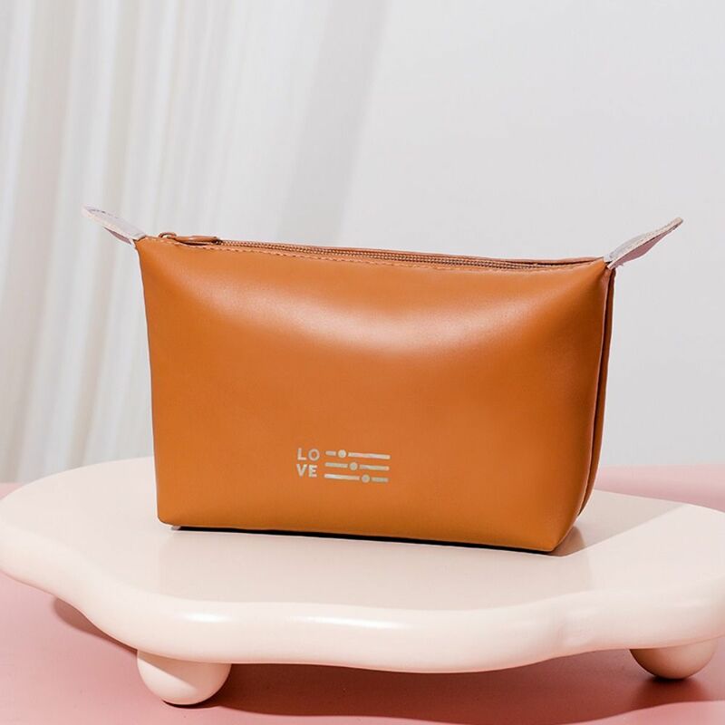 Bag Cream Color Wash Pouch Large Capacity Makeup Bags Korean Storage Bags Travel Organizer Women Toiletry Bag PU Cosmetic Bag