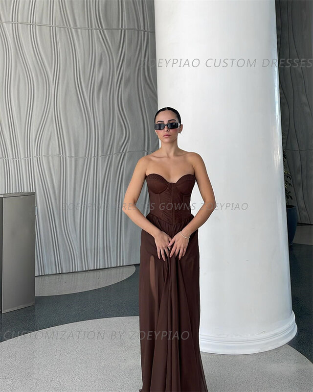 Izraelskie szyfonowe suknie balowe na specjalne okazje bez rękawów seksowne kochanie klub długie suknie na formalne okazje eleganckie Vestidos