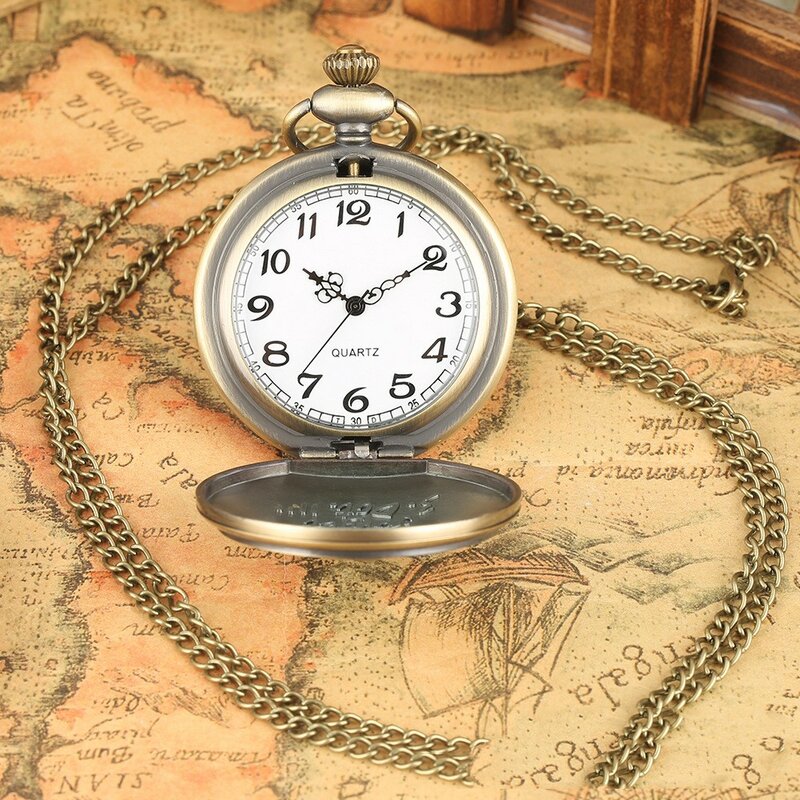 ساعة جيب أنيمي برونزية عتيقة خيالية ، سلسلة سترة طالب ، كوارتز منقوش ، قلادة مجوهرات ستيمبانك ، هدايا