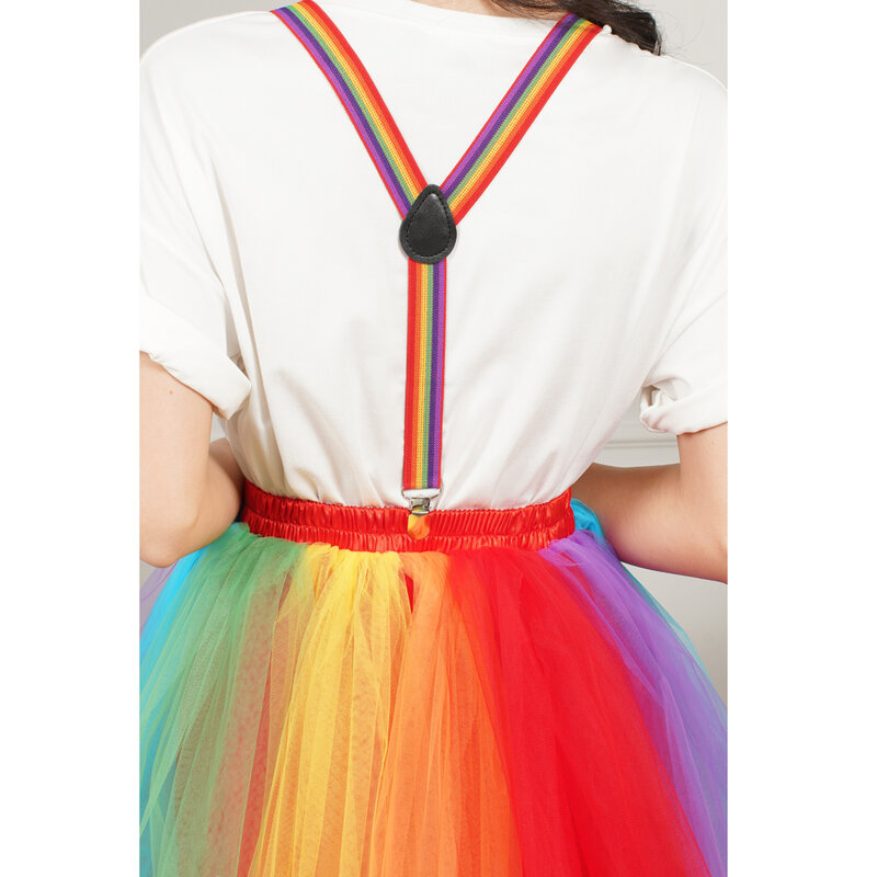 Colorful Women Rainbow Short Skirt High Elastic Band 5 Layers Soft Tulle Tutu Crinoline Underskirt Girls Prom Party Ball Gown