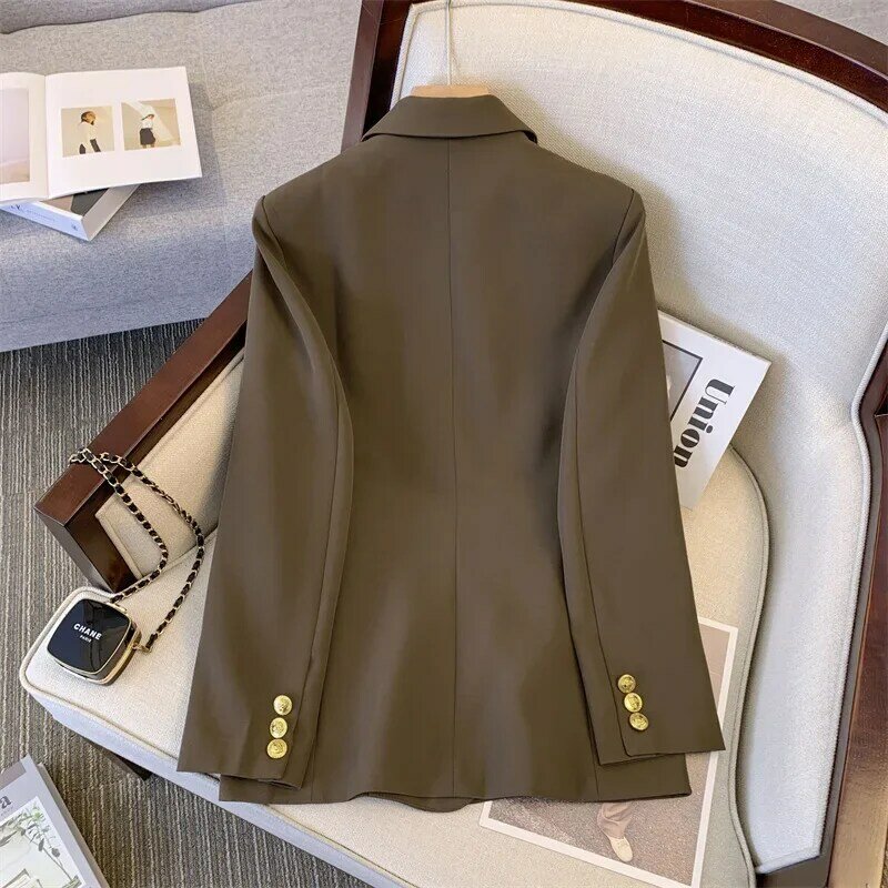 Mode Blazer für Frauen Jacken neue Frühling Sommer Büro Damen lange Mäntel gekerbt zweireihige Oberbekleidung Blazer Frauen