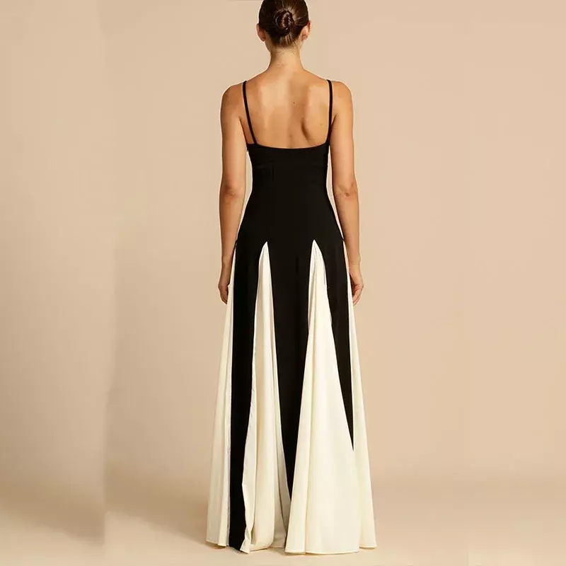Женское вечернее платье на бретельках, элегантное винтажное длинное платье без рукавов с складками, лето 2024