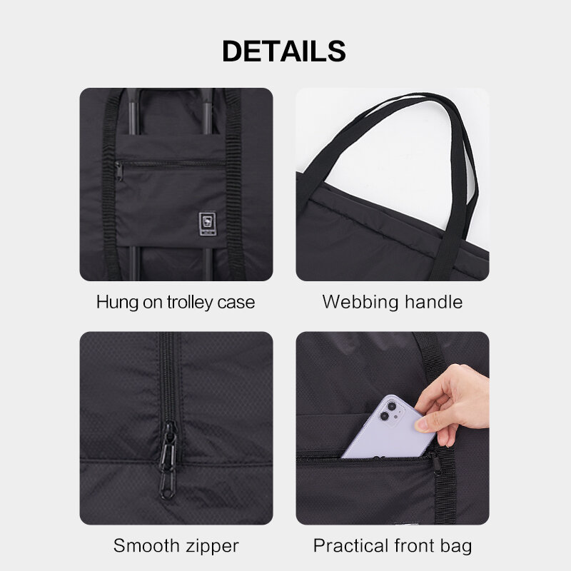 OIWAS tas perjalanan portabel lipat uniseks, tas jinjing kapasitas besar untuk perjalanan bisnis tahan air untuk pria dan wanita