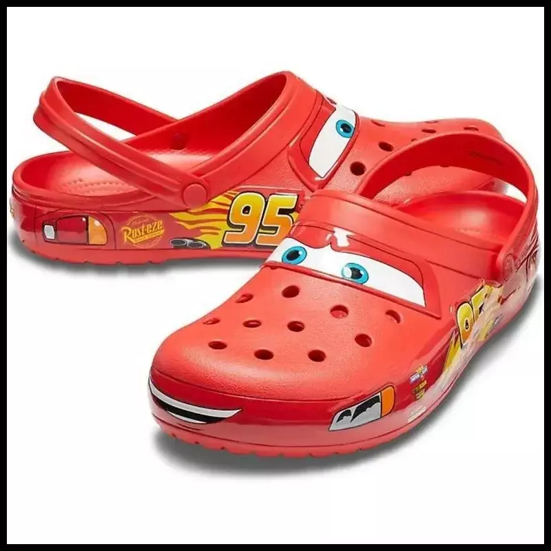 Disney New Lightning Mcqueen Pixar Cartoon Solid Waterproof Slippers Beach Shoes Sandals Casual Breathable Ankle-Wrap Shoes Gift