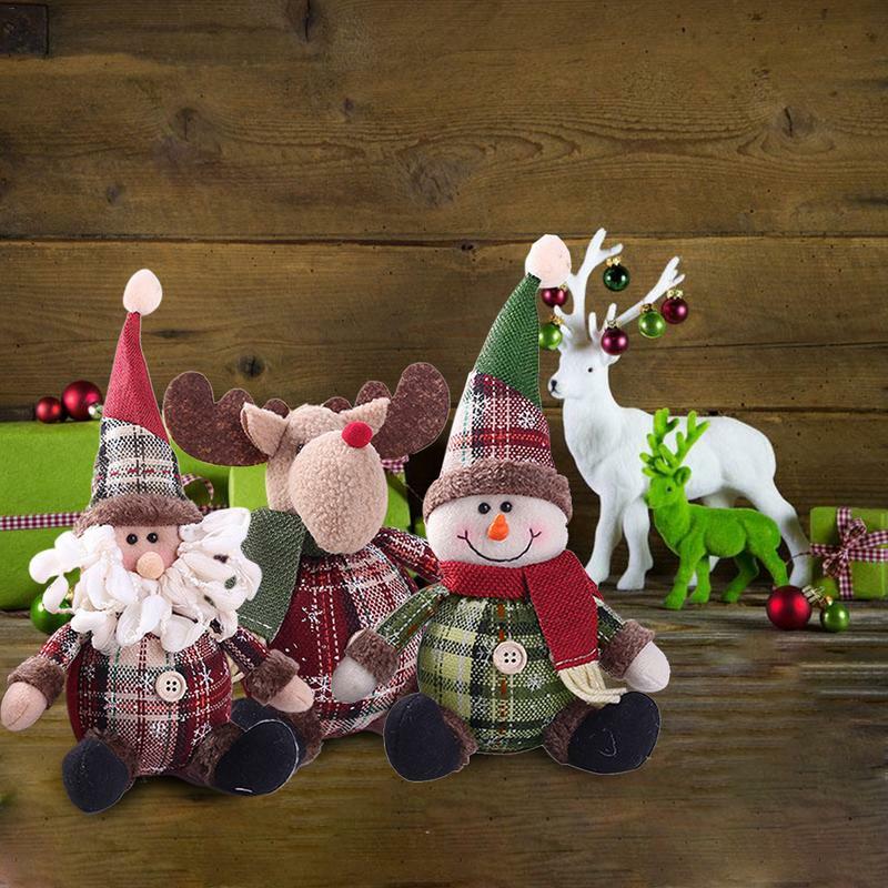 Santa Claus Christmas Ornaments Tree Decor Elk Snowman Plush Christmas Doll Decorations For Home 2023 Navidad Pendant Gift Kids
