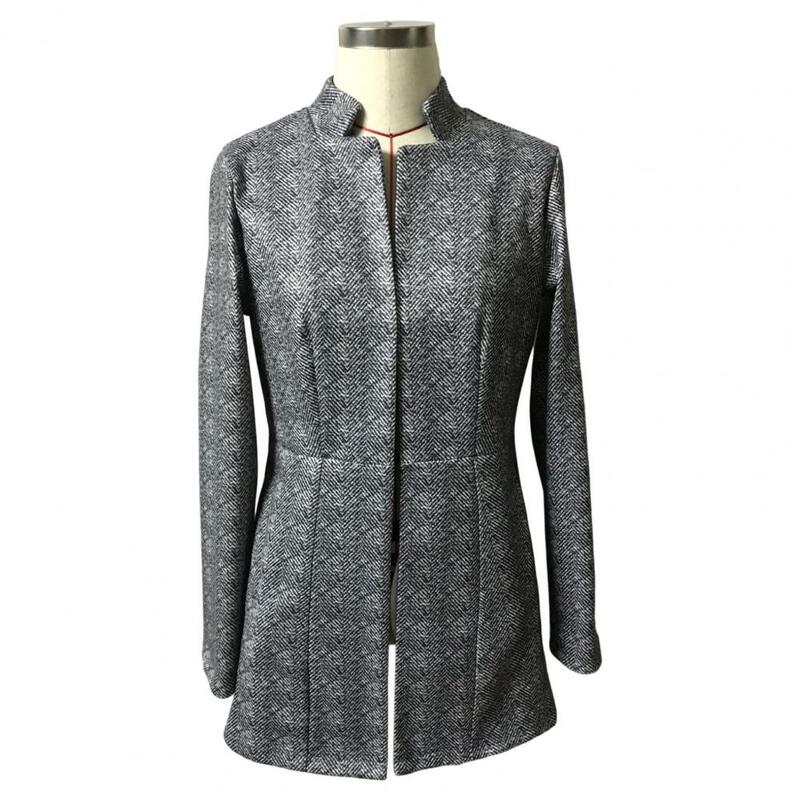 Chaqueta elegante de oficina para mujer, chaqueta de cuello con muescas, cárdigan ajustado, Blazer de Color sólido para exteriores