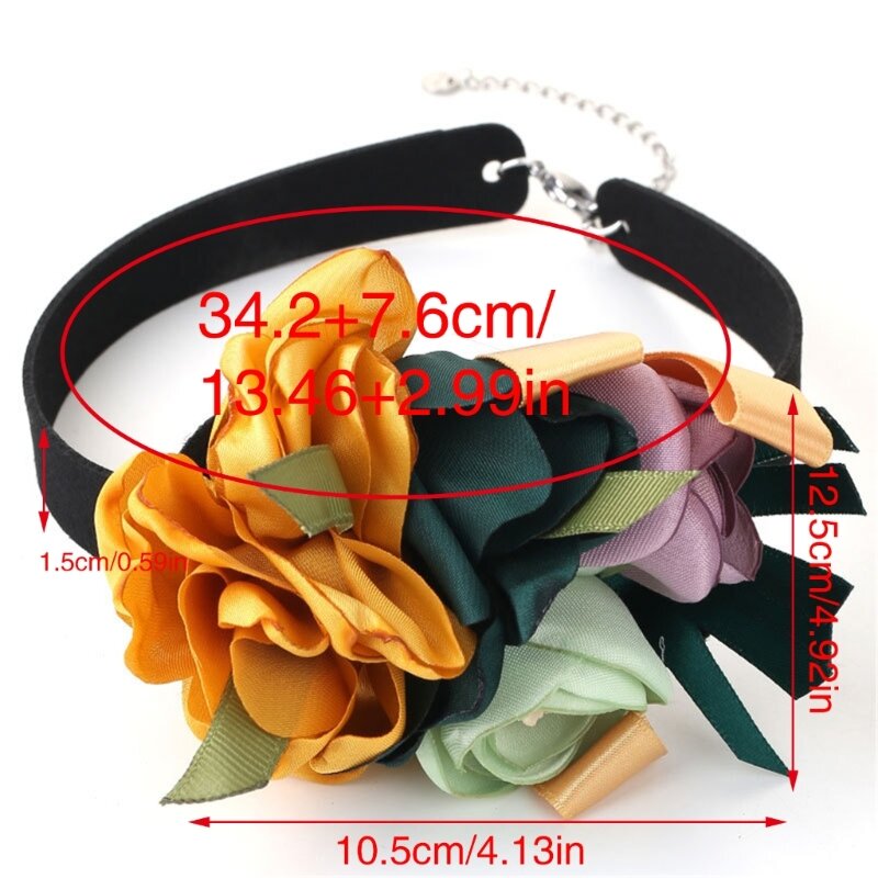 Y166 Einzigartige Band-Halskette mit Blumen-Halsband, 3D-Blumen-Halskette, Halsschmuck für Frauen und Mädchen