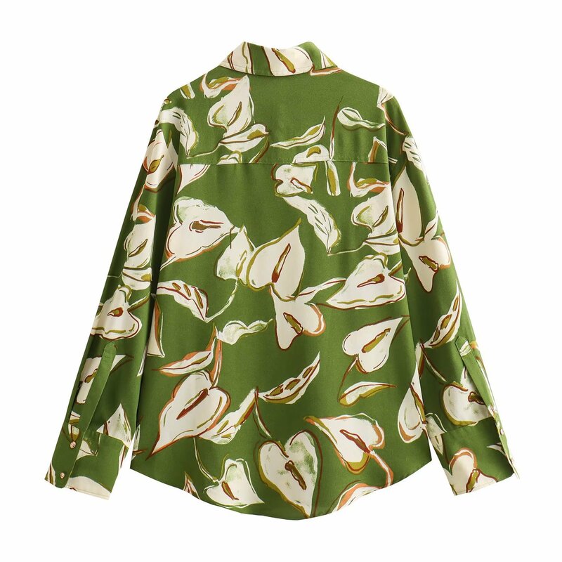 TAOP&ZA Women's 2023 Autumn New Fashion Flower Print Loose Holiday Style Shirt Top 7969352