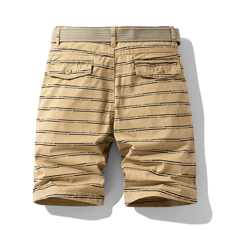 Мужские полосатые шорты-карго, свободные дышащие хлопковые пляжные шорты, летние тактические военные шорты