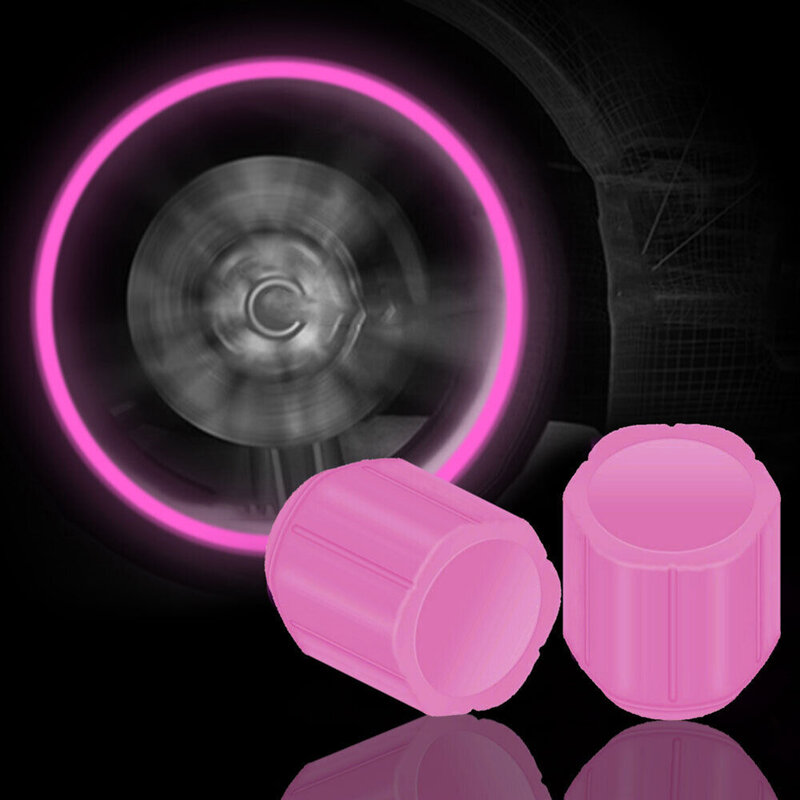 車のタイヤ用の発光バルブカバー,高品質の蛍光車のホイールカバー,ピンクのステムカバー,4個