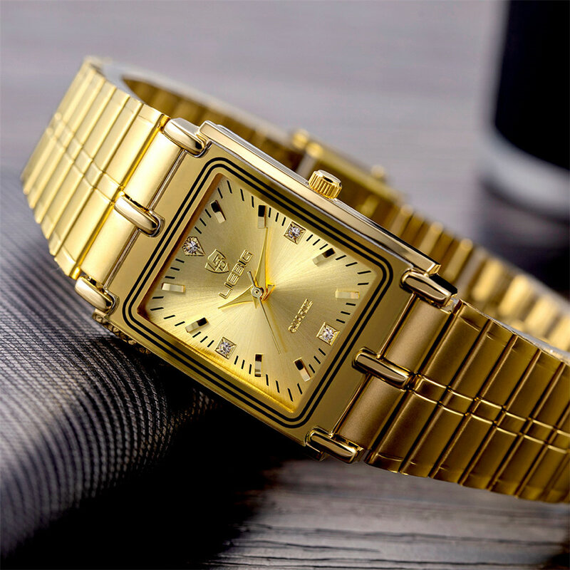 Liebig 2023 Luxe Stalen Armband Quartz Vrouwelijke Mannelijke Polshorloges Liefhebbers Horloge Voor Mannen Vrouwen Horloges Valentijnsdag Cadeau L1018