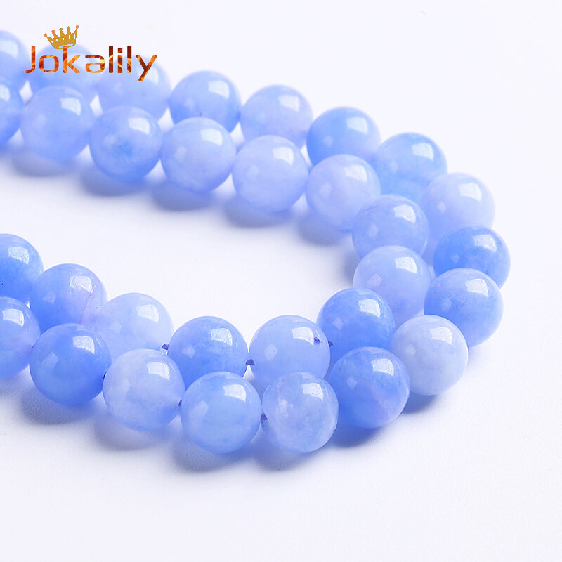 Natural Stone Blue Angelite Beads For Jewelry Making Round Loose Spacer Beads DIY Bracelet Necklace Accessories 6 8 10mm 15"inch
