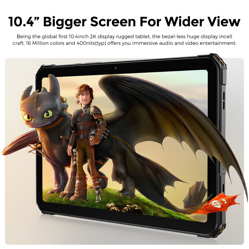 FOSSiBOT DT1 Lite Tablet z gumowaną obudową 10.4 ''2k-duży ekran Android 13 Pad Tablet 11000mAh bateria 4GB RAM 64GB ROM