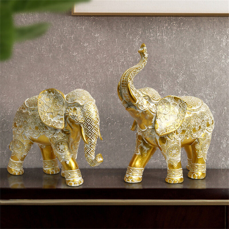 수지 코끼리 동상 홈 장식 곡선 코끼리 동상 조각 입상 수제 책상 장식 방 장식품 입상 공예