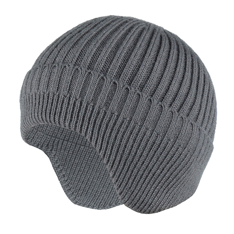 Solid Knitted Hat Winter Imitation Rabbit Fleece Hats for Men Warm Ear Caps Autumn Beanie Hat Men's Winter Cap