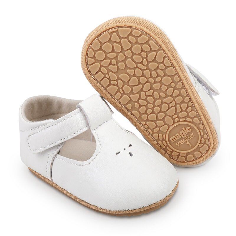 Tregren 0-18M scarpe da principessa per neonata scarpe da culla in gomma PU piatte antiscivolo per neonati primi camminatori