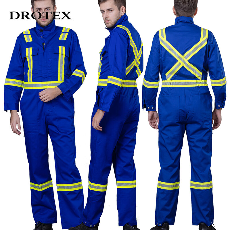 OEM Chemical Engineer Work Wear Working Clothes Coverall Reflective Flame Retardant FR Safety Clothing Coverall For Oil And Gas