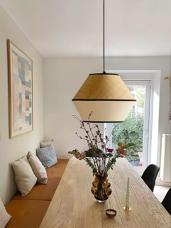 Wabi Sabi-lámpara colgante de ratán hecha a mano, luz colgante para cocina, comedor, oficina, Hotel, apartamento