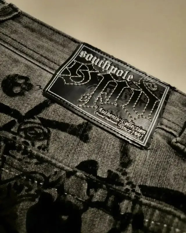 American Popular Skull Pattern Print Washed Jeans Women Y2K Street Hip Hop Vintage Fashion Straight Mopping Wide Leg Pants