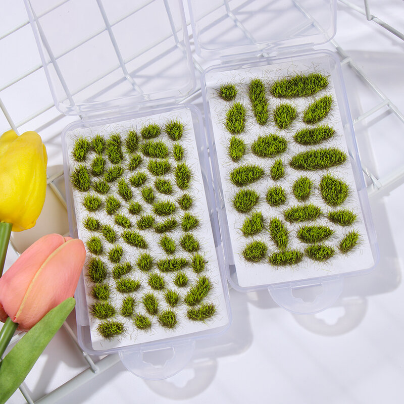 Planta em miniatura irregular grama tufts artificial flor cluster simulação wargaming cenário modelo areia mesa layout paisagem