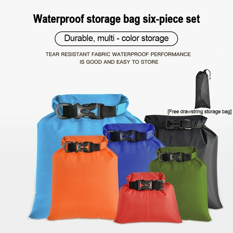 3/6Pcs Set Outdoor Waterdichte Tas Dry Sack Waterdichte Droge Rugzak Storage Pouch Voor Drifting Varen Drijvende Kajakken strand
