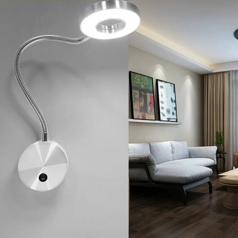 LED-Schläuche-Wand leuchte 5w 360 ° flexibles Schlafzimmer mit Schalter in LEDs Selfie Ring Licht Innenwand Lapms für Make-up Nacht lesen