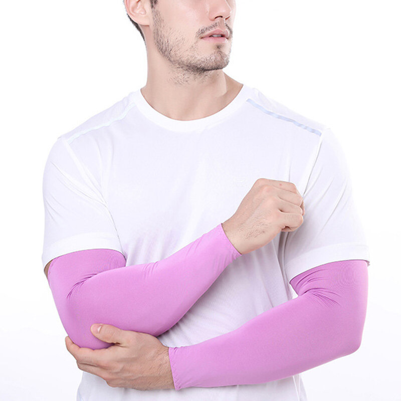 Summer Arm Sleeves Women Men Cooling Ce Silk Sun UV Protection Sports Sleeve Hand Cover Breathable Cycling Running Arm Sleeves