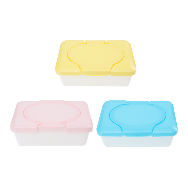 3pcs Portable Boxes Refillable Container With Lids Wipes Holders
