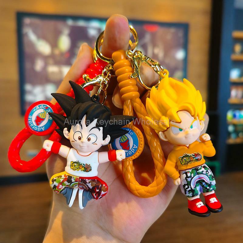 Gantungan kunci Anime Dragon Ball Z Super Saiyan Son Goku Bulma Broly Piccolo Majin Buu Series liontin mobil hadiah mainan anak