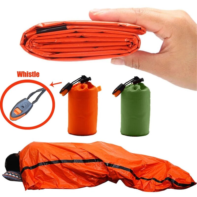 Portátil impermeável Emergency Survival Sleeping Bag, Thermal Bivy Sack, Mylar Blanket, First Aid Rescue Kit, Caminhadas e Camping Gear