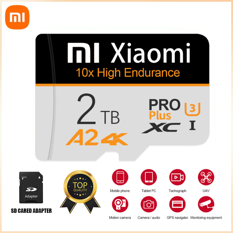 Xiaomi Cartões de Memória de Alta Velocidade, Micro TF e SD Card, Flash Card para Câmera, Carro, PC, Classe 10, 1TB, 2TB, 128GB, 256GB