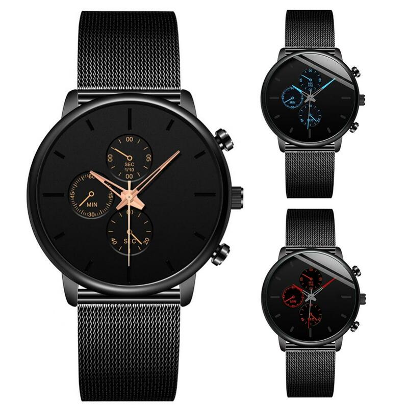 Men Round Dial Alloy Straps No Number Analog Quartz Wrist Watch Jewelry Gift No Numbers Durable Adjustable Strap Wrist Watch