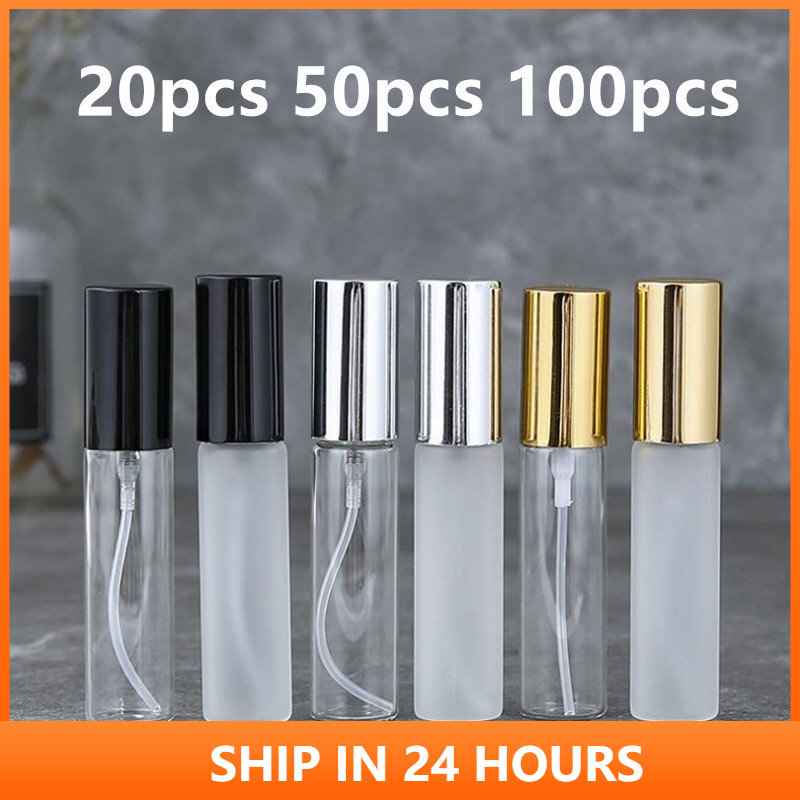 Frasco de spray de perfume transparente fosco, Mini pulverizador recarregáveis, frascos de amostra vazios, 5ml, 10ml, 15ml, 20 pcs, 50 pcs, 100pcs