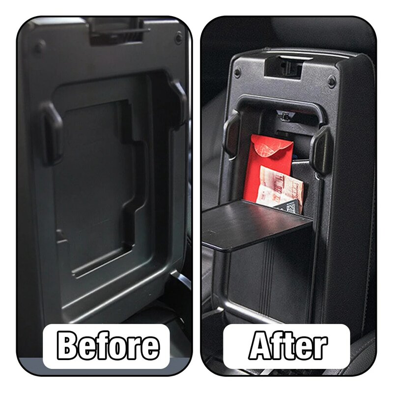 Car Front Center Console Pressing Design Armrest Hidden Insert Storage Box Fit for Honda CR-V 2023-2024 Black ABS